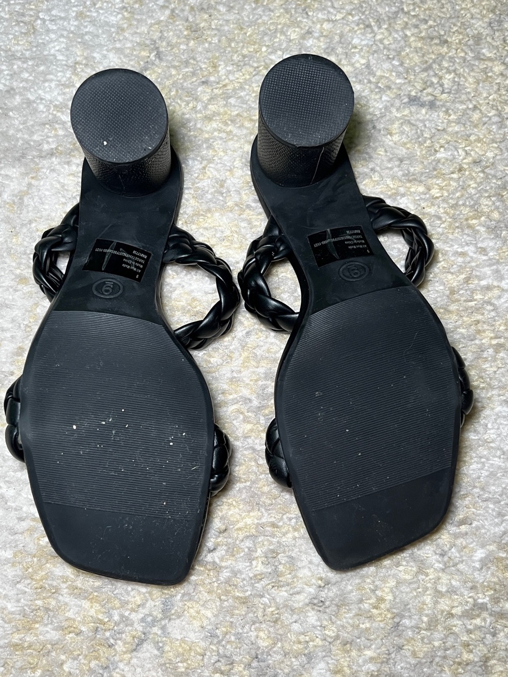 A New Day Black Braided Block Heel Slide Sandals Size 9 - Picture 7 of 7